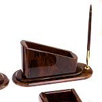 Настольный письменный набор с часами из природного камня обсидиана  Contract Extended варинант исполнения - 4 | Loft Concept в Казани