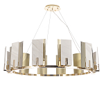 Люстра подвесная круглая с прямоугольными мраморными и золотистыми панелями на металлическом каркасе Диаметр 118 см Marble square Chandelier варинант исполнения - 1 | Loft Concept в Казани