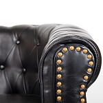 Кресло кожаное с мягкими подлокотниками на 4-х деревянных ножках Logan Leather Armchair black варинант исполнения - 4 | Loft Concept в Казани