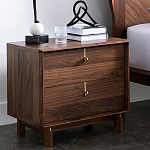 Прикроватный деревянный столик с ящиками Moon Walnut Furniture варинант исполнения - 1 | Loft Concept в Казани