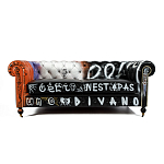 Диван Честерфильд граффити graffiti Orange Sofa натуральная кожа варинант исполнения - 3 | Loft Concept в Казани