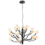 Люстра подвесная черного цвета с ветвями и белыми фарфоровыми цветами Floralis варинант исполнения - 8 | Loft Concept в Казани
