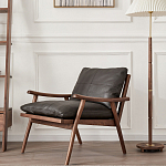 Кресло c каркасом из массива дерева и мягкой кожаной обивкой Walnut Armchair варинант исполнения - 11 | Loft Concept в Казани