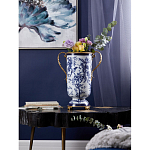 Ваза с бронзовыми ручками и синим цветочным узором Blue & White Ornament варинант исполнения - 5 | Loft Concept в Казани