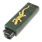 Зажигалка газовая из натурального камня Офиокальцит с декоративной металлической вставкой в виде ящерицы Metal Stone Lighters варинант исполнения - 2 | Loft Concept в Казани