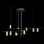 Люстра с 9-ю цилиндрическими плафонами цвета латунь TRIBES CHANDELIER варинант исполнения - 1 | Loft Concept в Казани