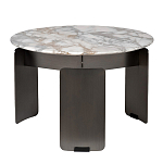 Столик журнальный с круглой мраморной столешницей на трех опорах Marble Stone Drawing варинант исполнения - 1 | Loft Concept в Казани