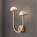 Бра с 2-мя мраморными плафонами на латунном корпусе Light Warm Light варинант исполнения - 3 | Loft Concept в Казани