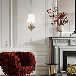 Бра с белым текстильным абажуром и фигурным основанием с зеркальной вставкой Vitorino варинант исполнения - 7 | Loft Concept в Казани