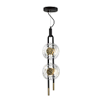 Подвесной светильник с 2-мя прозрачными стеклянными плафонами и золотистыми центральными вставками Virelia  варинант исполнения - 5 | Loft Concept в Казани