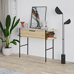 Консоль напольная деревянная с выдвижным ящиком и 2-мя полками со столешницей цвета белый мрамор OTIS CONSOLE OAK варинант исполнения - 3 | Loft Concept в Казани