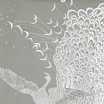Обои ручная роспись в стиле Арт-деко Whistler Peacocks Special Colourway on Pale Grey dyed silk варинант исполнения - 2 | Loft Concept в Казани