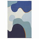 Плед из хлопка синего цвета с абстрактным принтом Elysian Flow Ocean варинант исполнения - 1 | Loft Concept в Казани