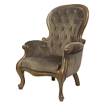 Кресло с мягкой обивкой из коричневого велюра на 4-х деревянных ножках Evelyn Classical Armchair варинант исполнения - 3 | Loft Concept в Казани