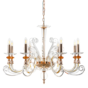 Люстра с 8-ю лампочками и изогнутыми прозрачными элементами из стекла Twisted Glass Candles Chandelier