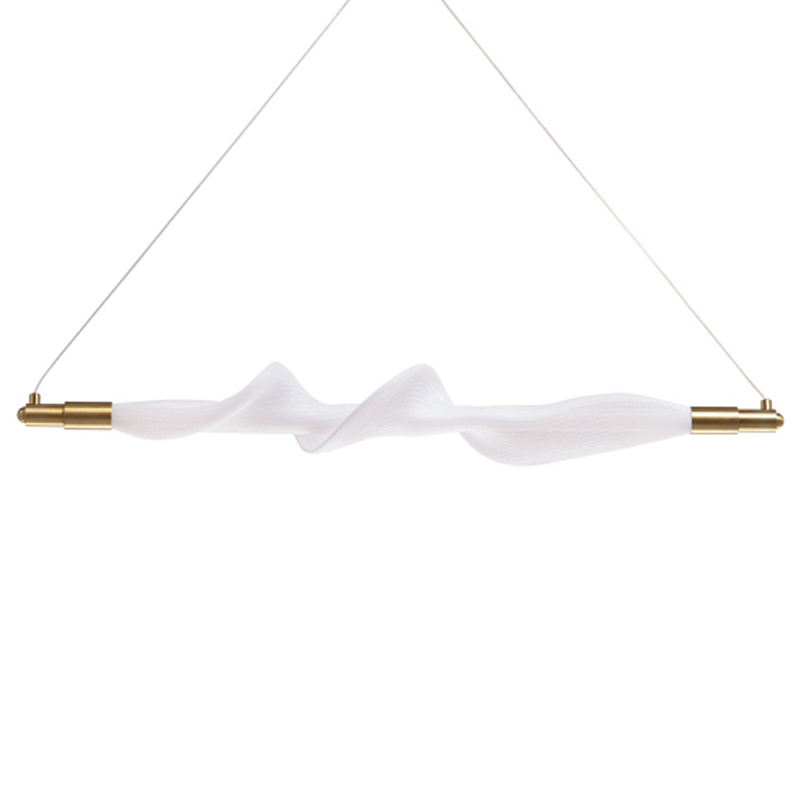 Люстра горизонтальная с волнистым белым плафоном Golden Swirl Белый Латунь в Казани | Loft Concept 