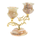 Подсвечник двухрожковый из натурального камня оникс Stone Candlestick варинант исполнения - 1 | Loft Concept в Казани