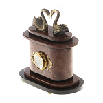 Часы настольные из натурального камня с декором в виде двух лебедей Swans Stone Clock варинант исполнения - 6 | Loft Concept в Казани