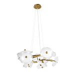 Люстра подвесная круглая с ветвистыми бронзовыми элементами и стеклянными рифлеными дисками Textured Glass Chandelier варинант исполнения - 3 | Loft Concept в Казани