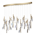 Люстра с золотистыми трубками и прозрачными стеклянными листьями на подвесах Sylva  варинант исполнения - 2 | Loft Concept в Казани