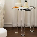 Дизайнерский журнальный стол с фигурной столешницей на 3-х прозрачных ножках Rahakif варинант исполнения - 2 | Loft Concept в Казани