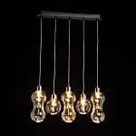 Люстра с 3-мя плафонами волнообразной формы цвета янтарь и 2-мя прозрачными шарообразными плафонами Lucid Rain  варинант исполнения - 3 | Loft Concept в Казани