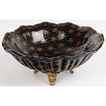 Блюдо черного цвета из фрафора на бронзовых ножках Eden Garden porcelain and bronze варинант исполнения - 2 | Loft Concept в Казани