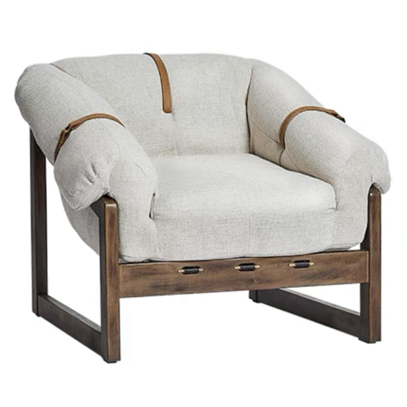 Кресло Duncan Текстильная обивка Белый Коричневый в Казани | Loft Concept 