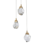 Подвесной светильник с 3-мя хрустальными плафонами Esme Crystal Brass Trio Hanging lamp варинант исполнения - 1 | Loft Concept в Казани