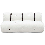 Двухместный диван без подлокотников белый с обивкой букле и ремешками из кожи Blaise Boucle Sofa варинант исполнения - 1 | Loft Concept в Казани