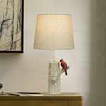 Настольная лампа с тканевым абажуром и основанием в виде птицы на дереве Simurq варинант исполнения - 2 | Loft Concept в Казани