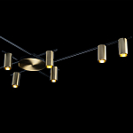 Потолочный светильник с 10-ю цилиндрическими плафонами цвета латунь TRIBES CHANDELIER варинант исполнения - 5 | Loft Concept в Казани