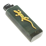 Зажигалка газовая из натурального камня Офиокальцит с декоративной металлической вставкой в виде ящерицы Metal Stone Lighters варинант исполнения - 3 | Loft Concept в Казани