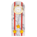 Часы погон МВД подарочные настольные из натурального камня Мрамор Military Clock варинант исполнения - 7 | Loft Concept в Казани