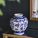 Ваза округлой формы с бело-синим цветочным орнаментом Blue & White Ornament  варинант исполнения - 5 | Loft Concept в Казани