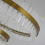 Люстра подвесная двухъярусная с золотистымыми кольцами и прозрачными стеклянными элементами Ring Horizontal варинант исполнения - 4 | Loft Concept в Казани