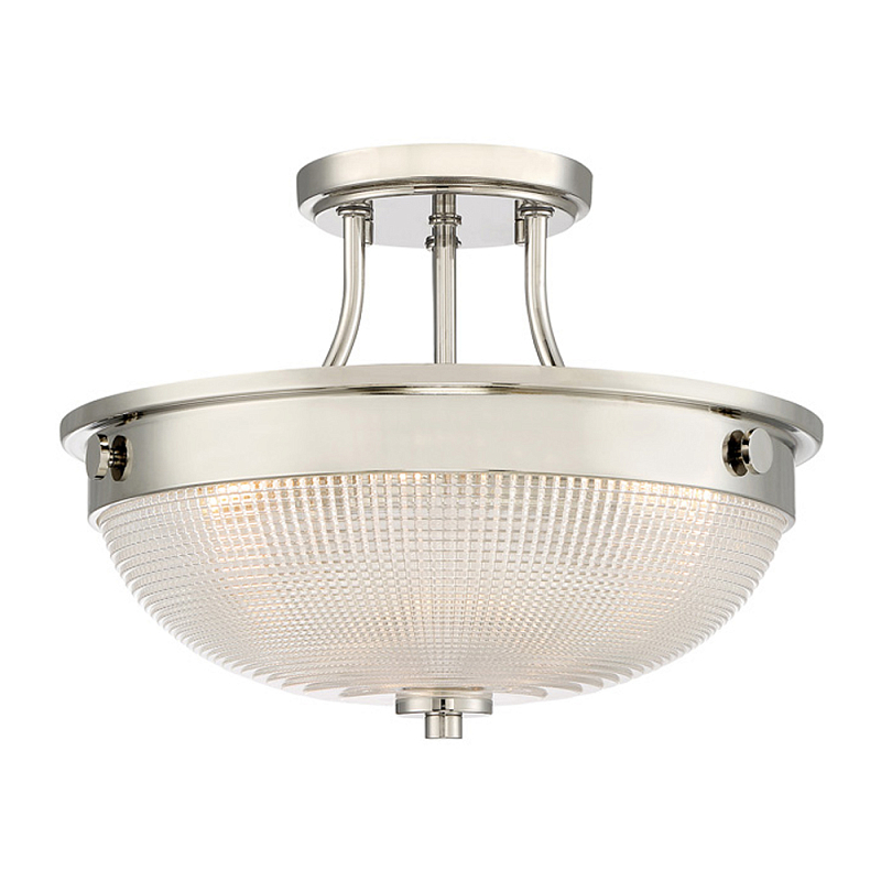 Потолочный светильник со стеклянным плафоном в виде купола Quoizel Серебряный Бронза Прозрачное Стекло Латунь в Казани | Loft Concept 