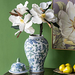 Ваза с крышкой и зелено-голубым рисунком на белом фоне 51 см Blue & White Ornament варинант исполнения - 4 | Loft Concept в Казани