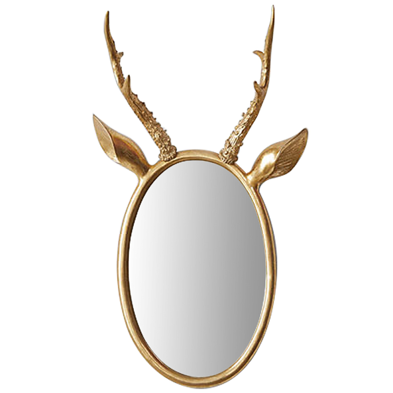 Овальное зеркало с декором оленьи рога Golden Deer Mirror Золотой Овальное зеркало с декором оленьи рога Golden Deer Mirror Золотой в Казани | Loft Concept