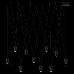 Подвесной светильник черными плафонами на длинных пересекающихся тросах Construction варинант исполнения - 8 | Loft Concept в Казани