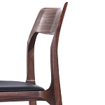 Стул деревянный с мягким сиденьем из черной натуральной кожи Moon Walnut Furniture варинант исполнения - 8 | Loft Concept в Казани