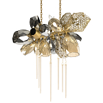 Люстра подвесная с 18-ю стеклянными плафонами с вертикальными подвесками Gilded Mirage  варинант исполнения - 7 | Loft Concept в Казани