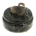 Шкатулка из натурального камня змеевик с фигуркой лебедя Stone Casket варинант исполнения - 2 | Loft Concept в Казани