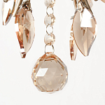 Люстра подвесная круглая с тканевым полупрозрачным абажуром и подвесками 4 лампы Gilded Elegance варинант исполнения - 6 | Loft Concept в Казани