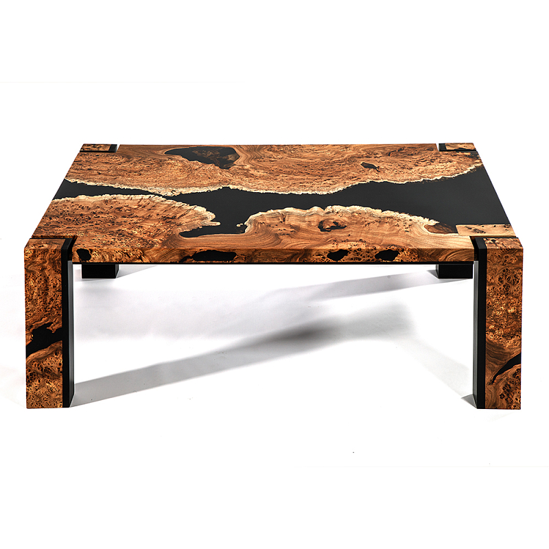 Кофейный Стол River in Autumn Elm Resin Coffee Table Охра Черный в Казани | Loft Concept 