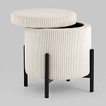Молочный пуф на черных ножках SANJAY варинант исполнения - 2 | Loft Concept в Казани