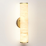 Бра с цилиндрическим плафоном из белого алебастра на круглом основании Латунь Cryptocrystalline Stone варинант исполнения - 1 | Loft Concept в Казани