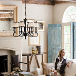 Люстра бронзового цвета с бежевыми абажурами из органзы в классическом стиле Hinkley варинант исполнения - 9 | Loft Concept в Казани