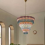 Люстра круглая с декором из разноцветных элементов в виде листьев Changing Seasons варинант исполнения - 6 | Loft Concept в Казани