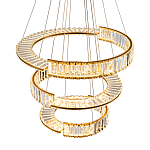 Светодиодная трехъярусная кольцевая люстра из хрусталя и стали с пультом для регулировки света Maude Crystal Light варинант исполнения - 3 | Loft Concept в Казани